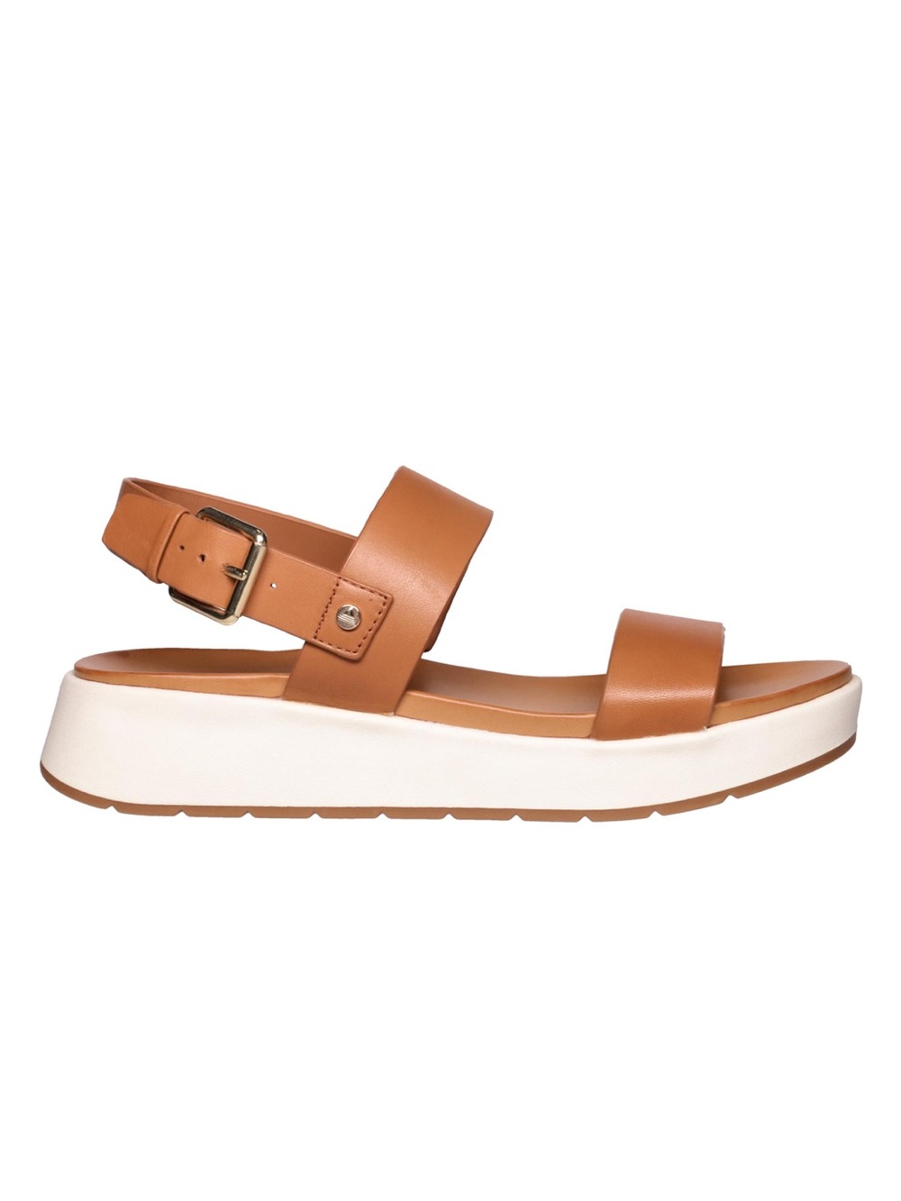 Aldo Silya Tan Leather Double-Strap Platform Sandal with White Sole